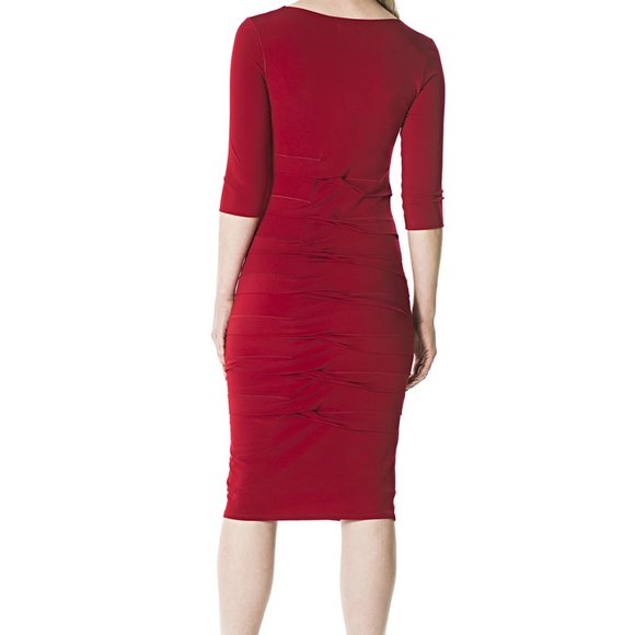 Eva Varro Ruched Stretched Bodycon Red Dress Size Small - Picture 2 of 13